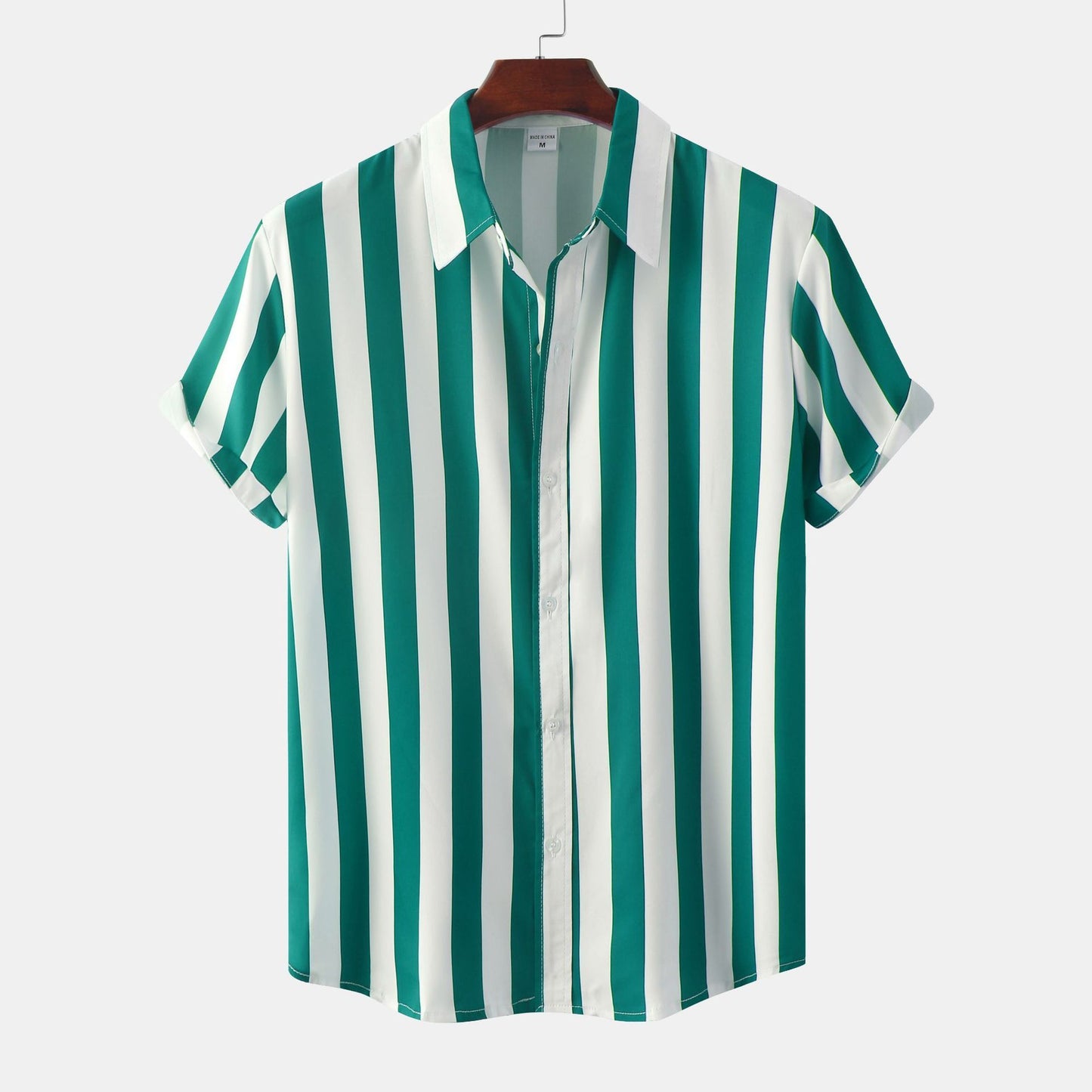 Men’s 3D Printed Short Sleeve Turn-Down Collar Shirt – Loose Fit Cotton Blend