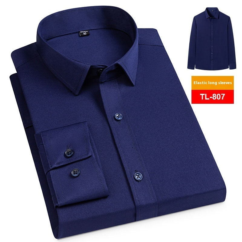 Men’s Spring Stretch Long-Sleeve Business Casual Shirt – Slim, Comfortable & Wrinkle-Resistant