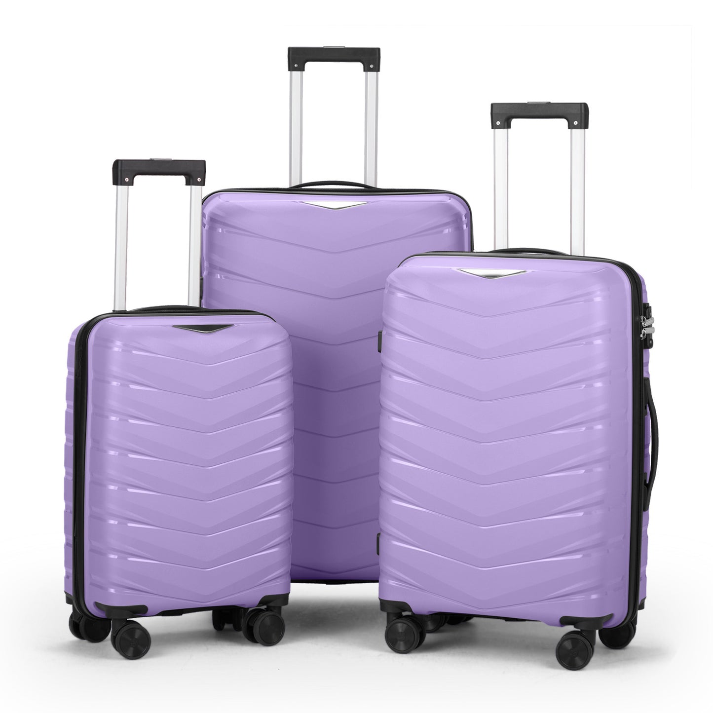 V-Striped 3-in-1, PP Trolley Case, 20in 24in 28in, Fashionable Colour - Taro Purple