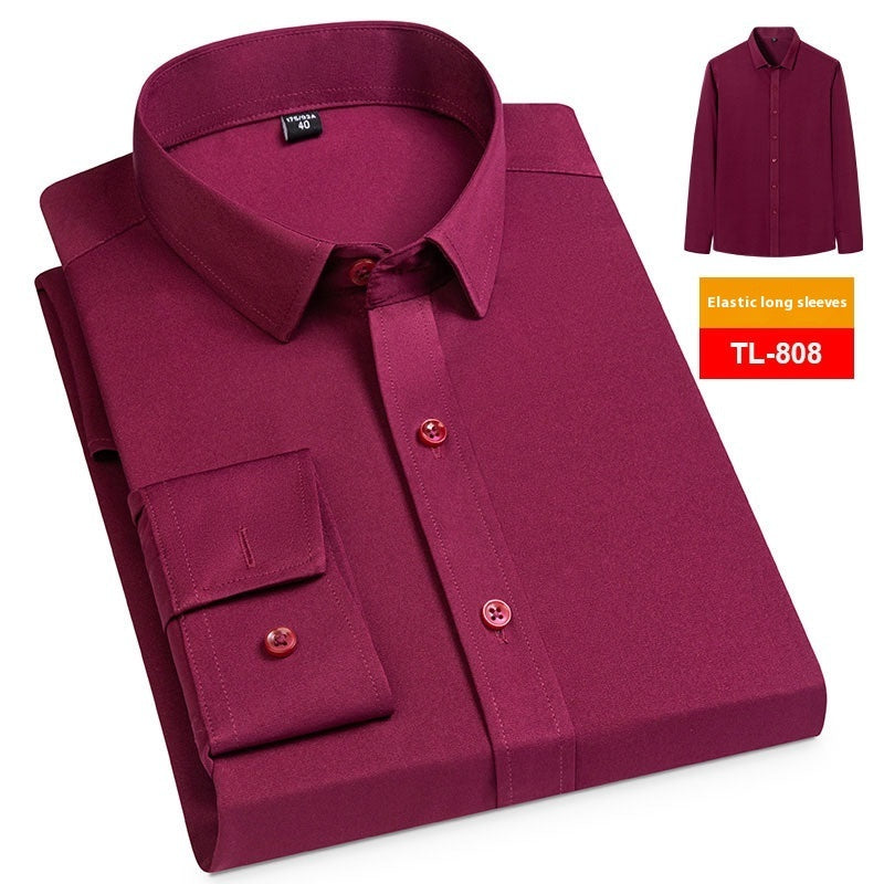 Men’s Spring Stretch Long-Sleeve Business Casual Shirt – Slim, Comfortable & Wrinkle-Resistant
