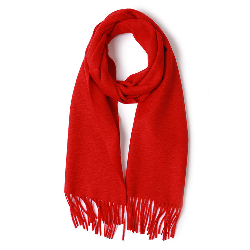 Water Ripple Pure Color Cashmere Warm Scarf