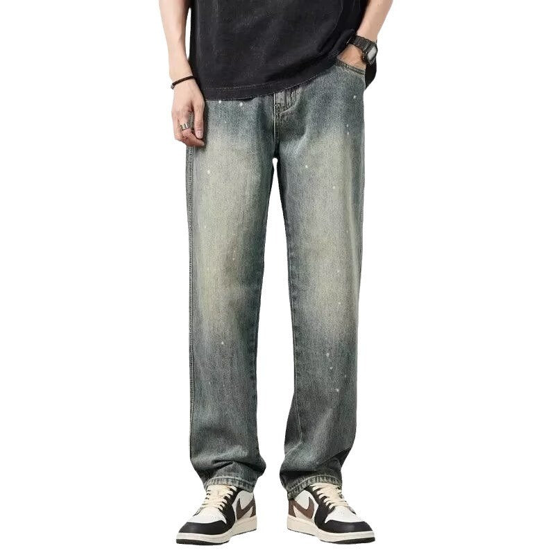 Men's Distressed High Waist Straight Leg Jeans – Rugged Streetwear Vibes