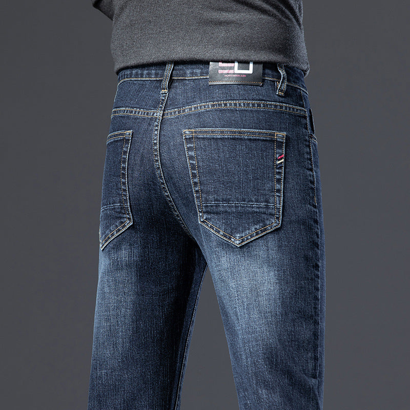 Men’s Fleece-Lined Slim Straight Jeans – Warm & Stylish Winter Essential