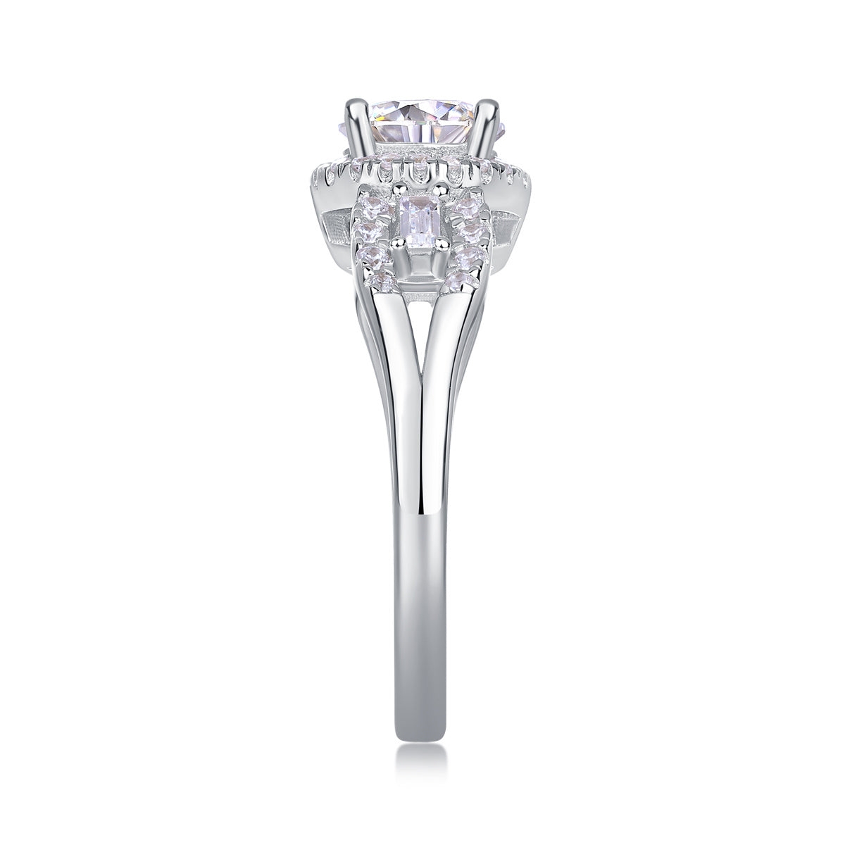 Luxury Fashion Large Diamond Wedding Ring With Moissanite Silver Ring