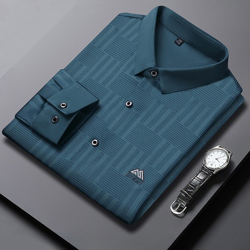 Men’s Autumn Seamless Long-Sleeve Business Casual Shirt – Elegant Comfort