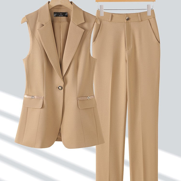 High-end Slim-fit Temperament Professional Vest Two-piece Set