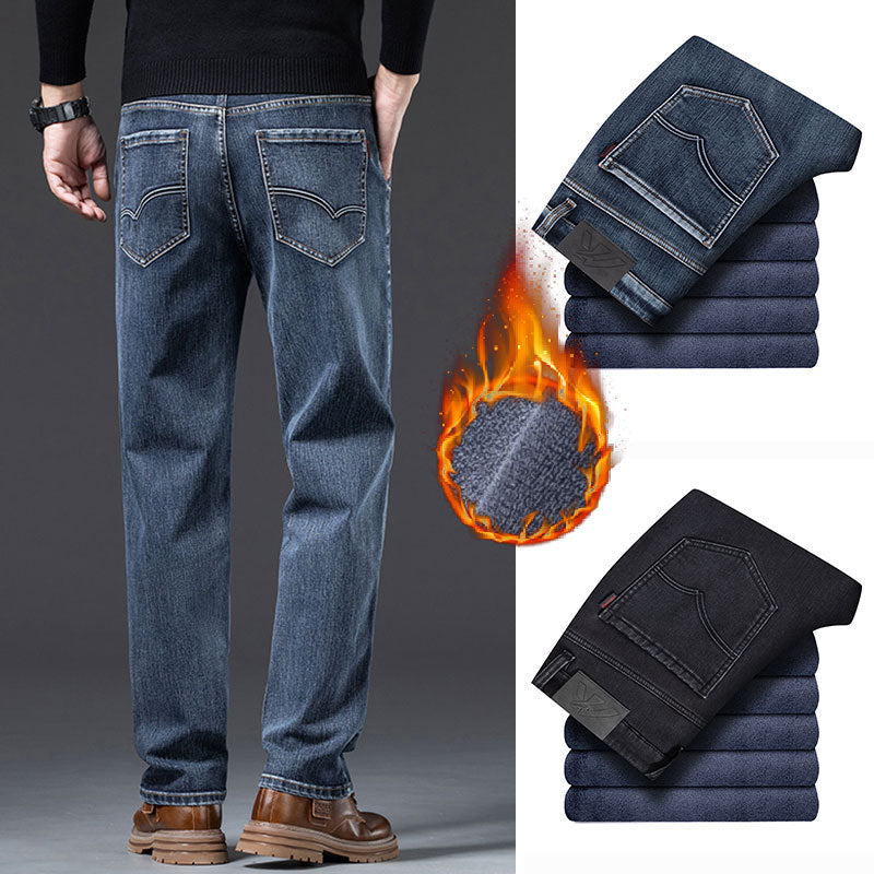 Men’s Loose Fleece-Lined Straight-Leg Winter Trousers – Cozy Casualwear