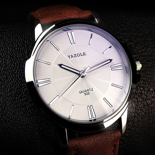 YAZOLE 332 Men’s Quartz Business Watch – Classic Leather Strap, Luxury Analog Display