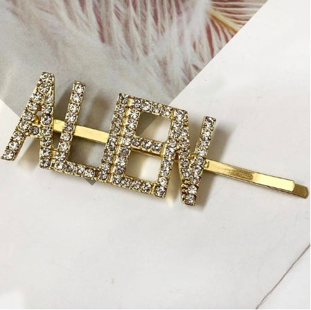 Fashion girls silver plated English alphabet clips trend hair accessories side clips hairpin