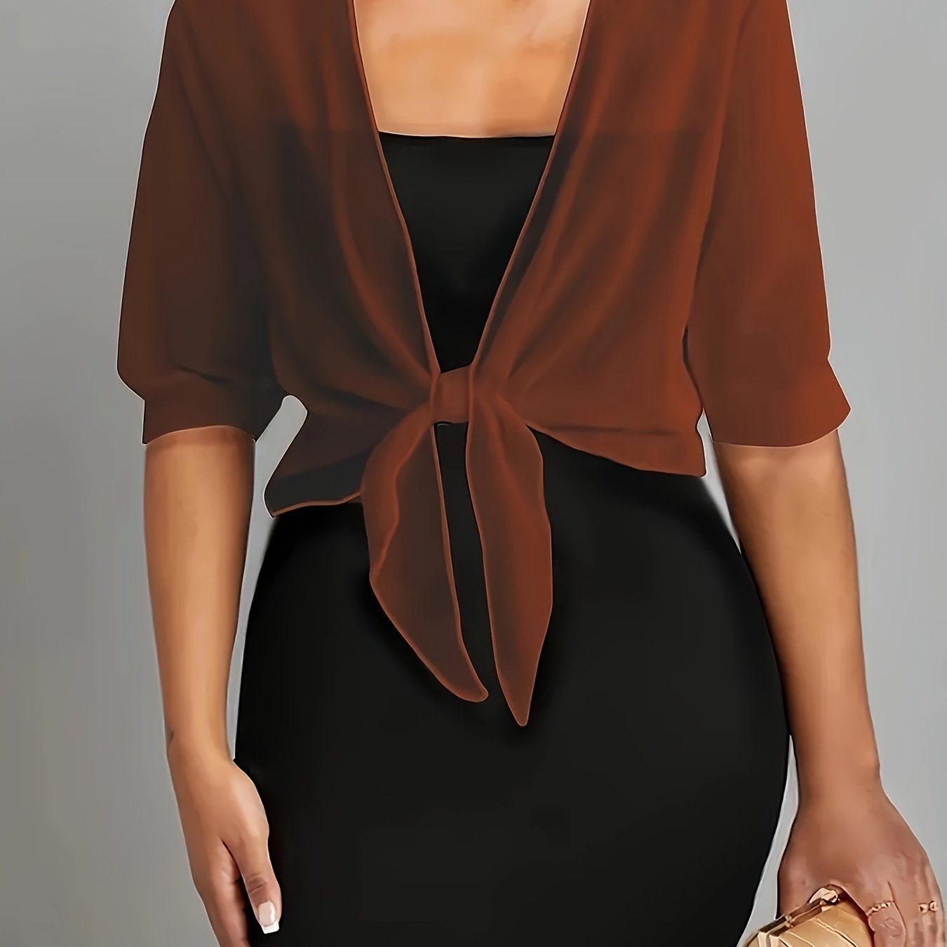 Women’s Sheer Tie-Front Chiffon Shawl – Elegant Cover-Up