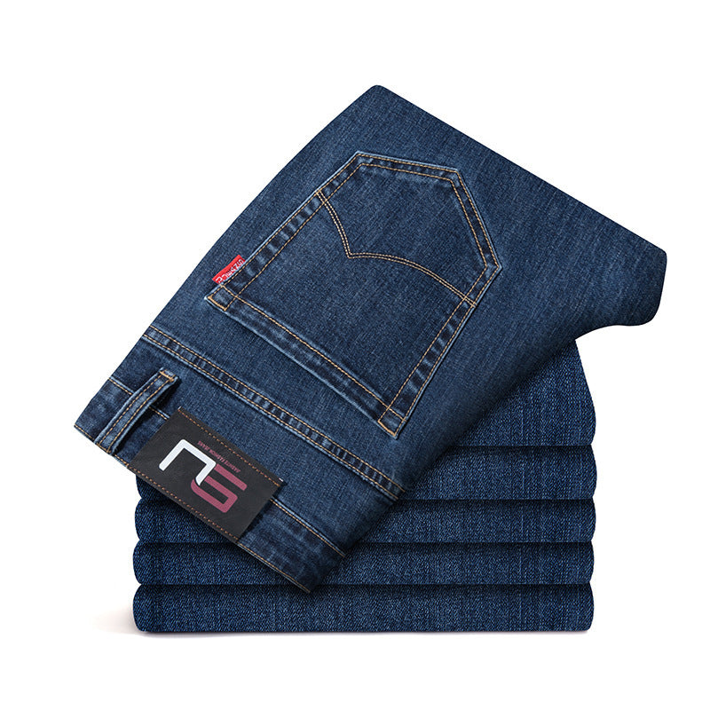 Men’s Fleece-Lined Slim Straight Jeans – Warm & Stylish Winter Essential
