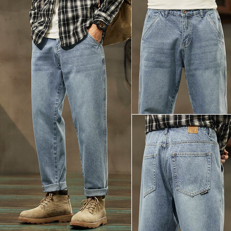 Retro Loose Straight Denim Pants for Men – Vintage Streetwear Style