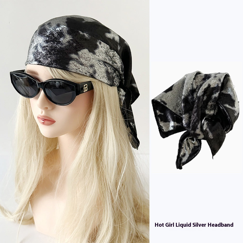 Liquid Silver Toe Cap Headscarf Y2g Square Scarf Wrapped Chest