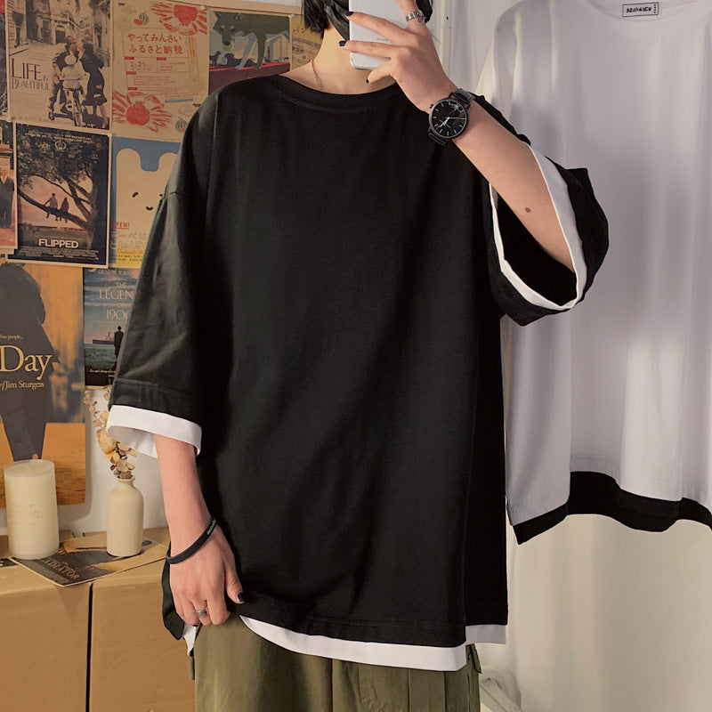Unisex Loose Round‑Neck Half‑Sleeve Couple Tee – Casual Oversized Comfort