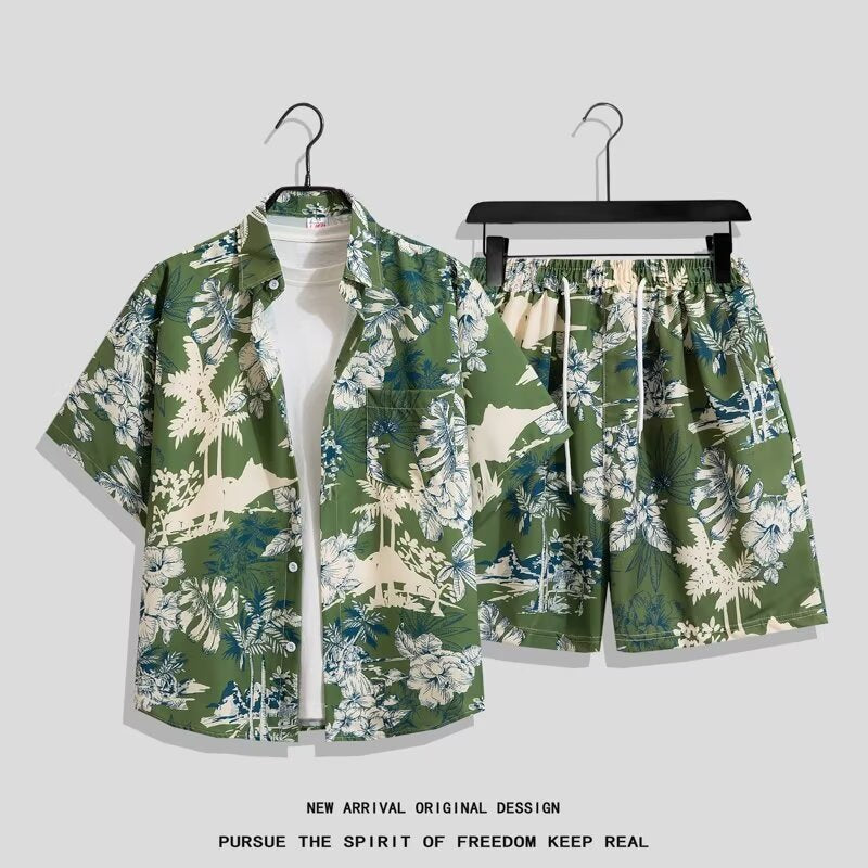 Men’s Hong Kong-Style Retro Printed Short-Sleeve Shirt – Bold & Nostalgic