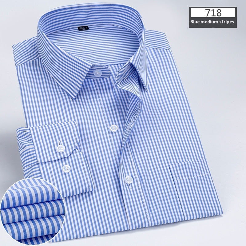 Men’s New Striped Long-Sleeve Business Shirt – Spring & Autumn Classic