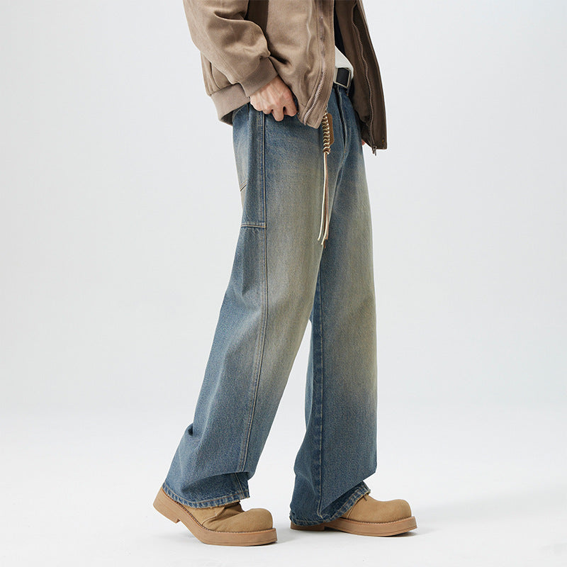 Men’s Retro Straight Fit Jeans – Personalized Urban Streetwear Look