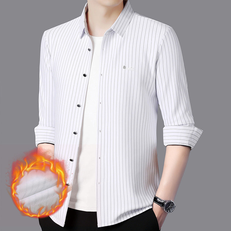 Men’s High-Grade Striped Long-Sleeve Shirt – Spring & Autumn Business Casual