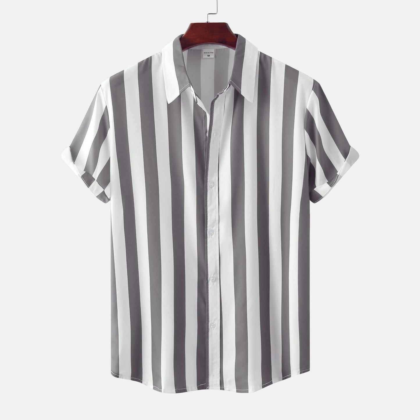 Men’s 3D Printed Short Sleeve Turn-Down Collar Shirt – Loose Fit Cotton Blend