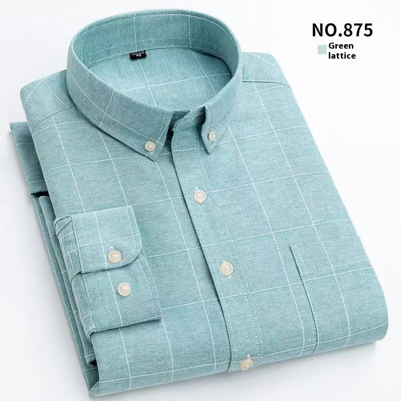 Men’s Pure-Color Oxford Slim Fit Shirt – Youth & Middle-Aged Business Casual