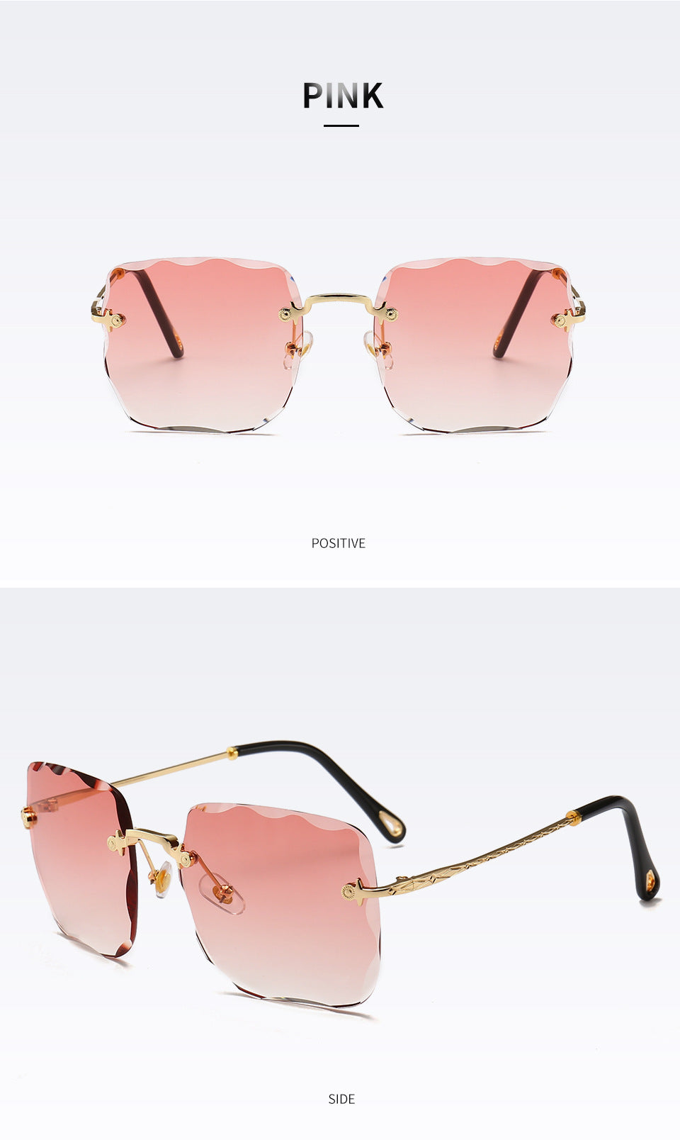 Frameless square sunglasses