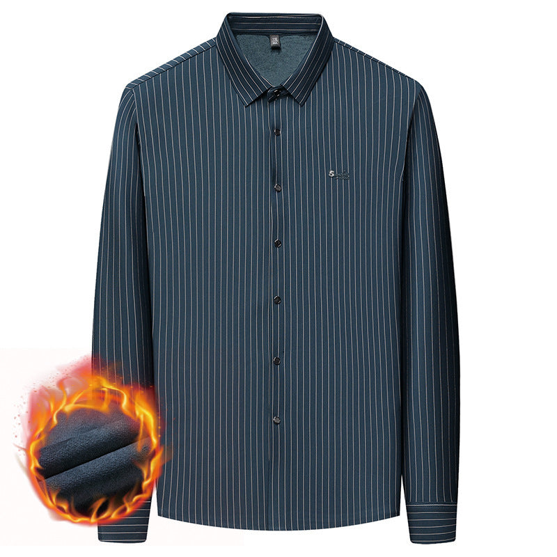 Men’s High-Grade Striped Long-Sleeve Shirt – Spring & Autumn Business Casual