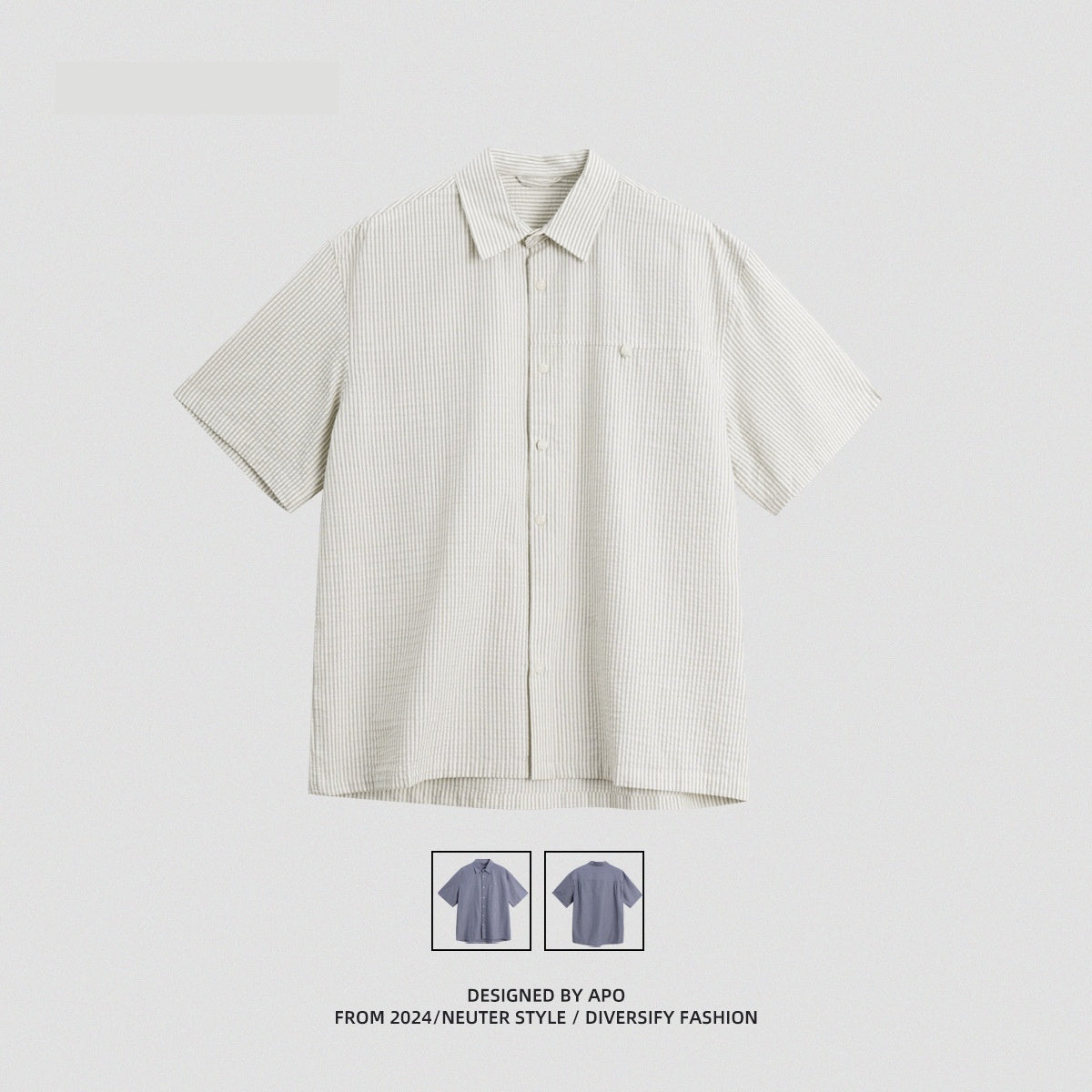Men’s Striped Patchwork Casual Shirt – Short & Long Sleeve Hybrid