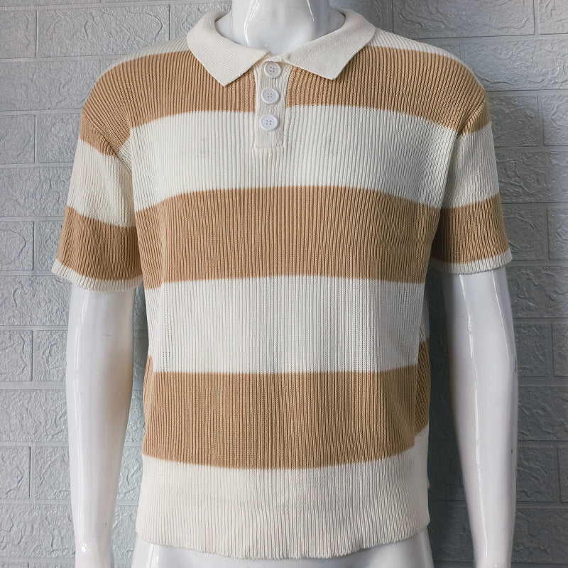 Men's Spliced Match Color Slim T-Shirt – European & American Style