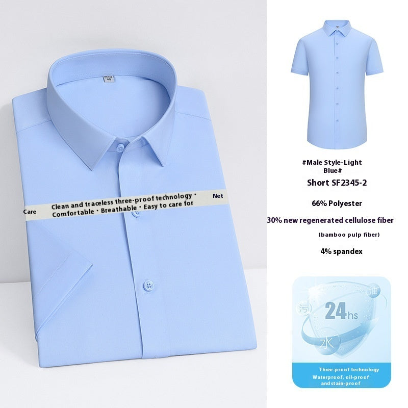 Men’s Three-Proof Bamboo Fiber Long-Sleeve Shirt – Water, Oil & Stain Resistant