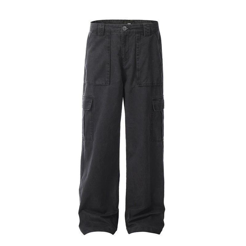 Men’s Vintage Wash Loose Straight-Leg Pants – Retro Streetwear Comfort