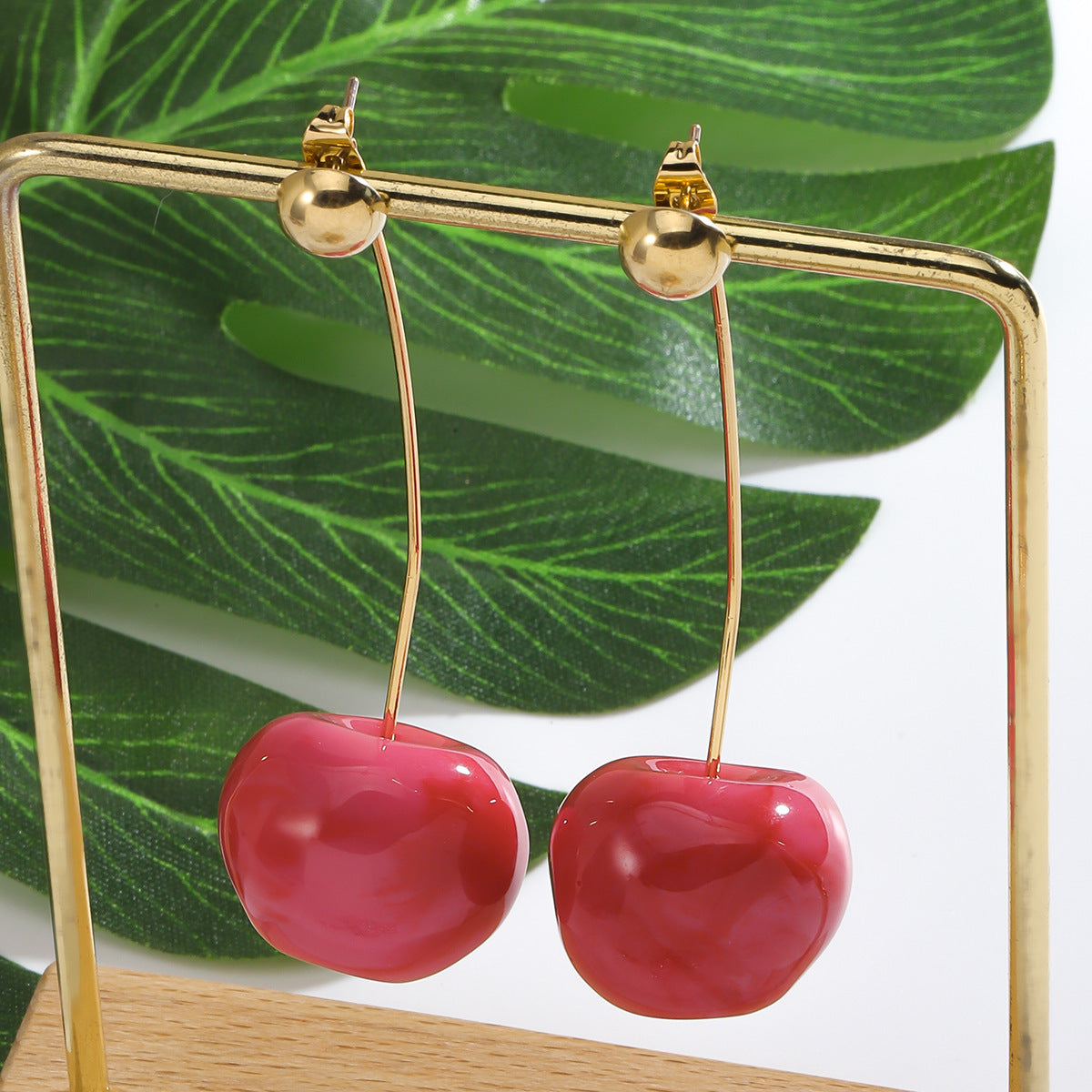 INS Style Red Simulation Cherry Fruit Shape Ear Studs
