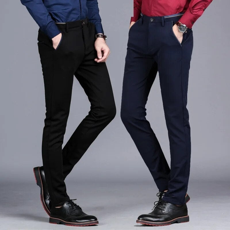 Men's Korean Style Slim Fit Stretch Suit Pants – Formal Pencil Trousers