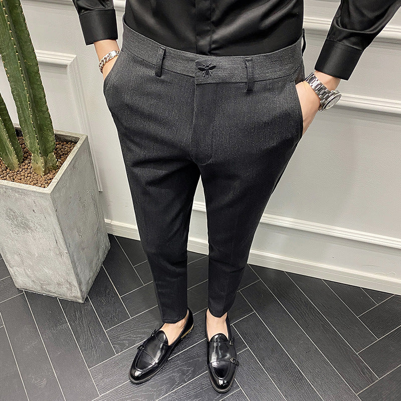 Slim Fit Casual Trousers in England Pure Color Casual Trousers