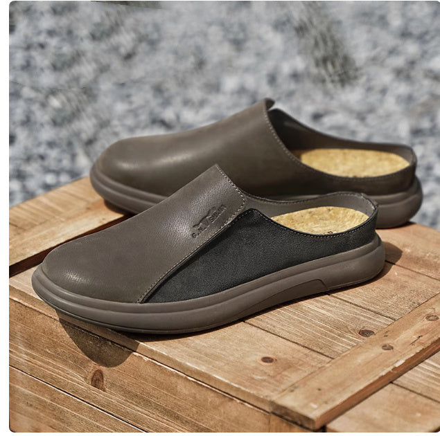 Men’s Deodorant Leather Outdoor Sandals – Breathable, Non-Slip Summer Footwear
