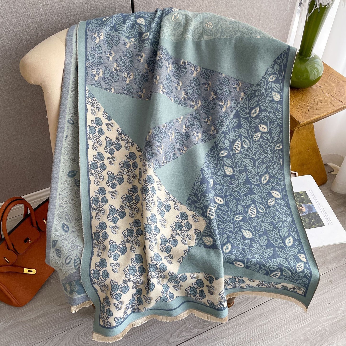 Korean Style Ins All-match Floral Print Shawl Winter Cashmere-like