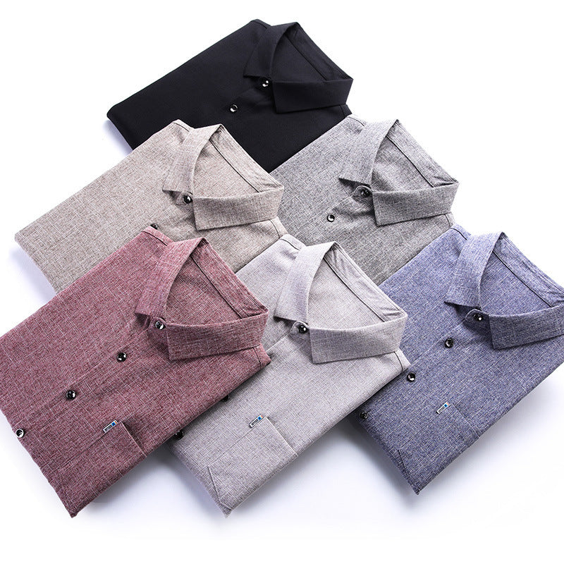 Men’s Linen-Like Casual Long-Sleeve Shirt – Lightweight Spring Style