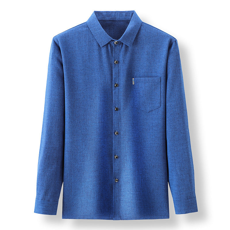 Men’s Linen-Like Casual Long-Sleeve Shirt – Lightweight Spring Style