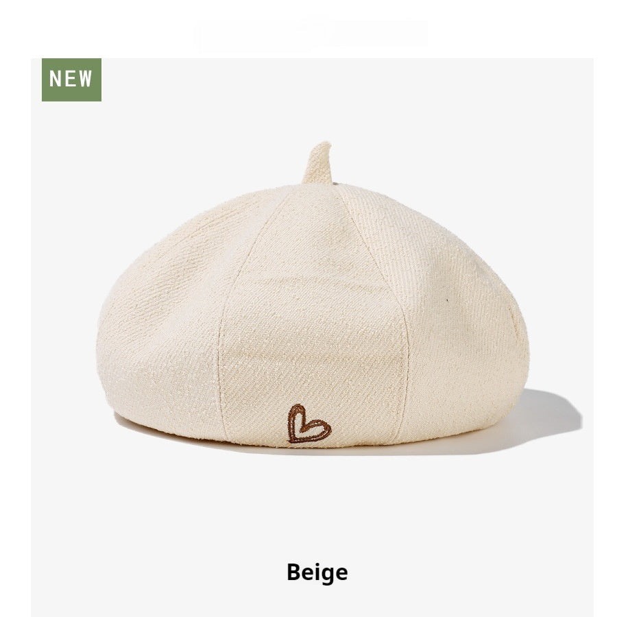Love Beret Solid Color Big Head Suitable For Artistic Painter Hat