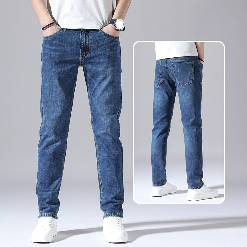 Men’s Retro Thin Straight-Leg Jeans – Lightweight & Laid-Back Comfort