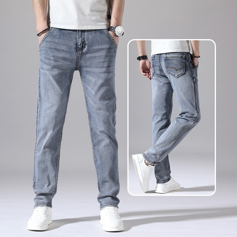 Men’s Retro Thin Straight-Leg Jeans – Lightweight & Laid-Back Comfort