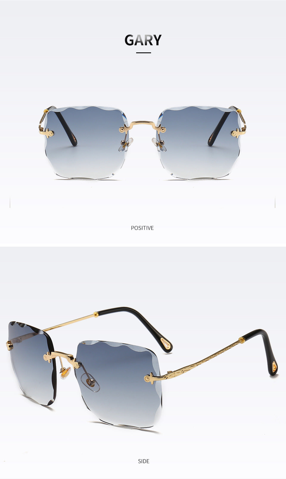 Frameless square sunglasses