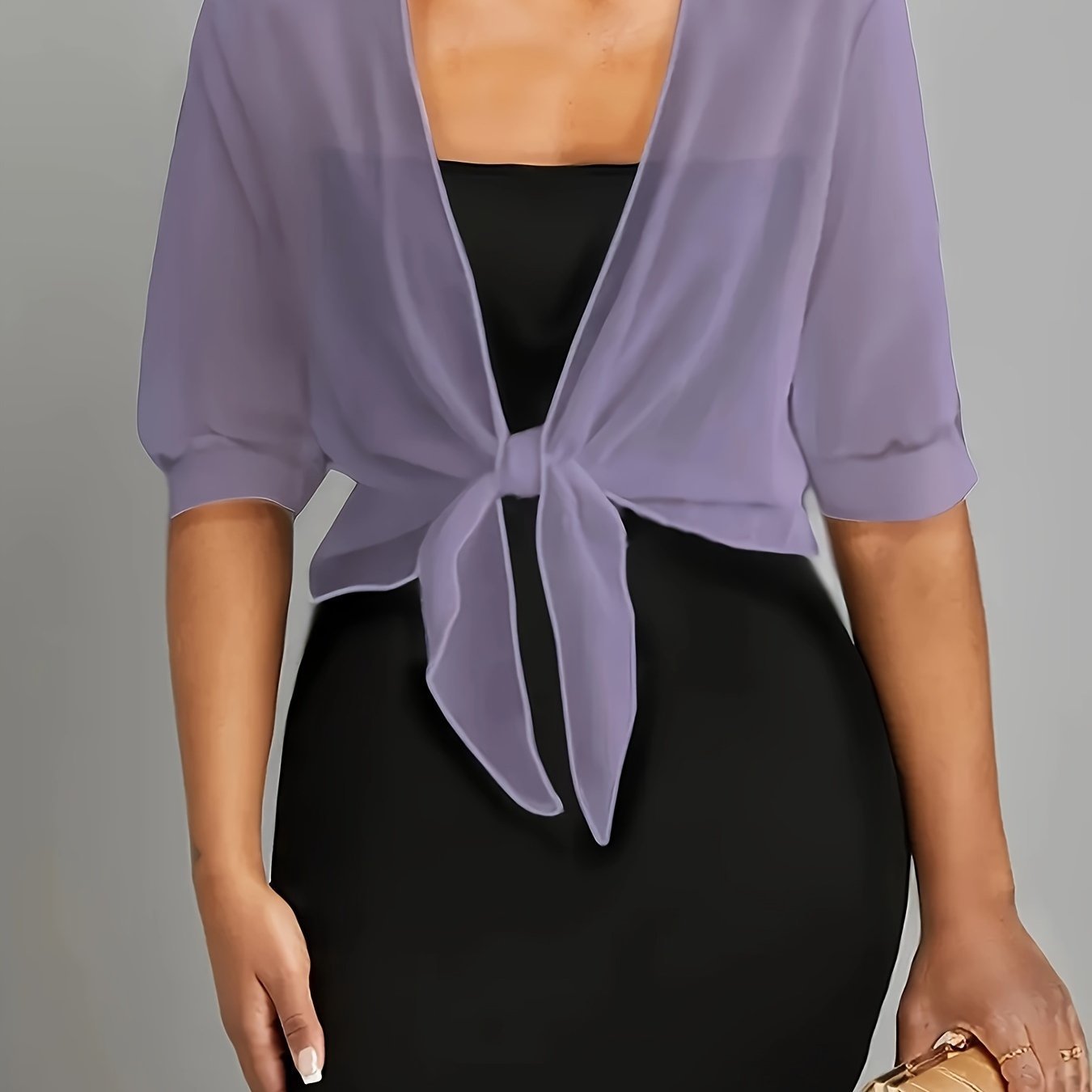 Women’s Sheer Tie-Front Chiffon Shawl – Elegant Cover-Up