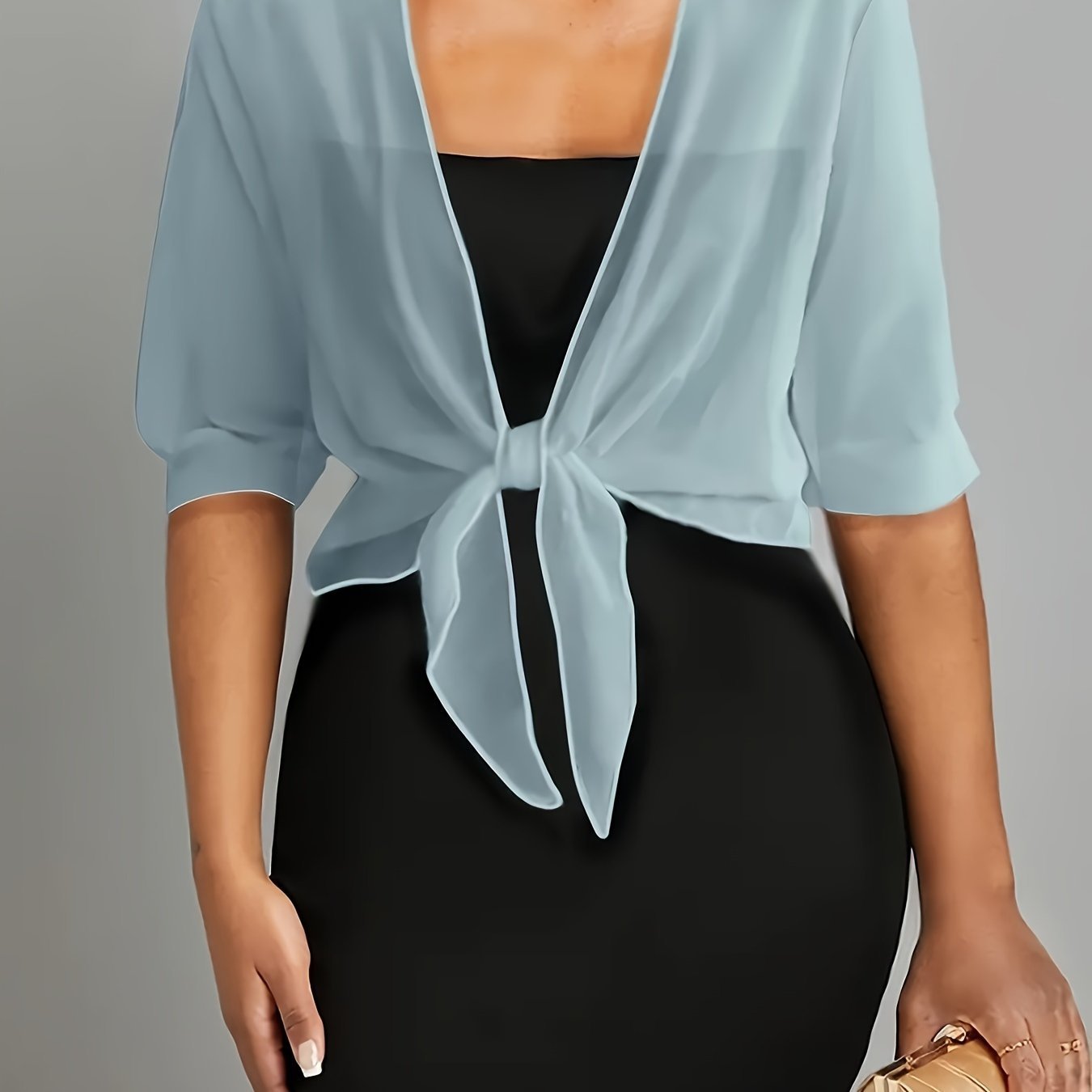 Women’s Sheer Tie-Front Chiffon Shawl – Elegant Cover-Up