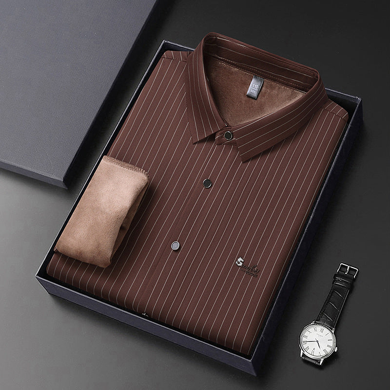 Men’s High-Grade Striped Long-Sleeve Shirt – Spring & Autumn Business Casual