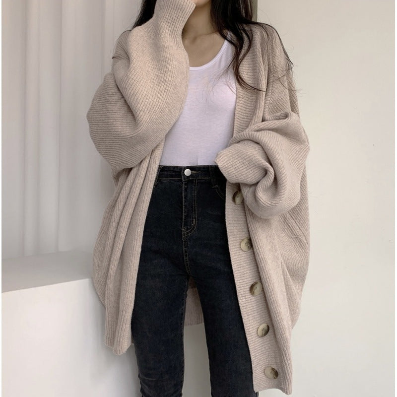Lazy Style Single Breasted Loose Sweater