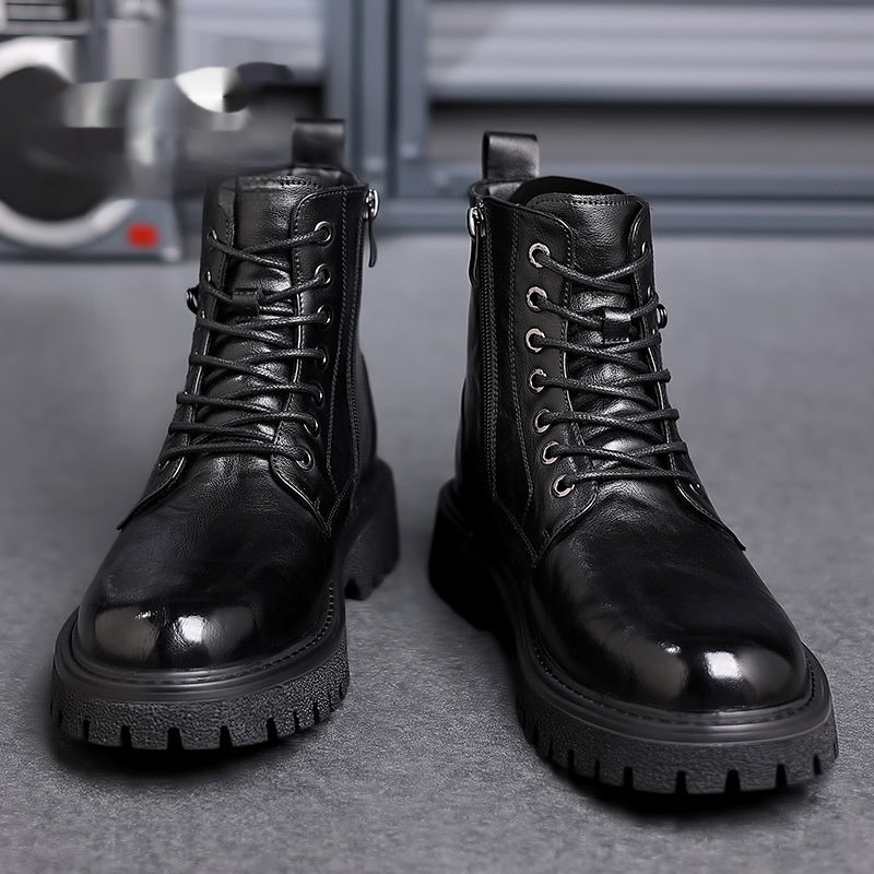 Men’s Retro Breathable PU Leather High-Top Martin Boots
