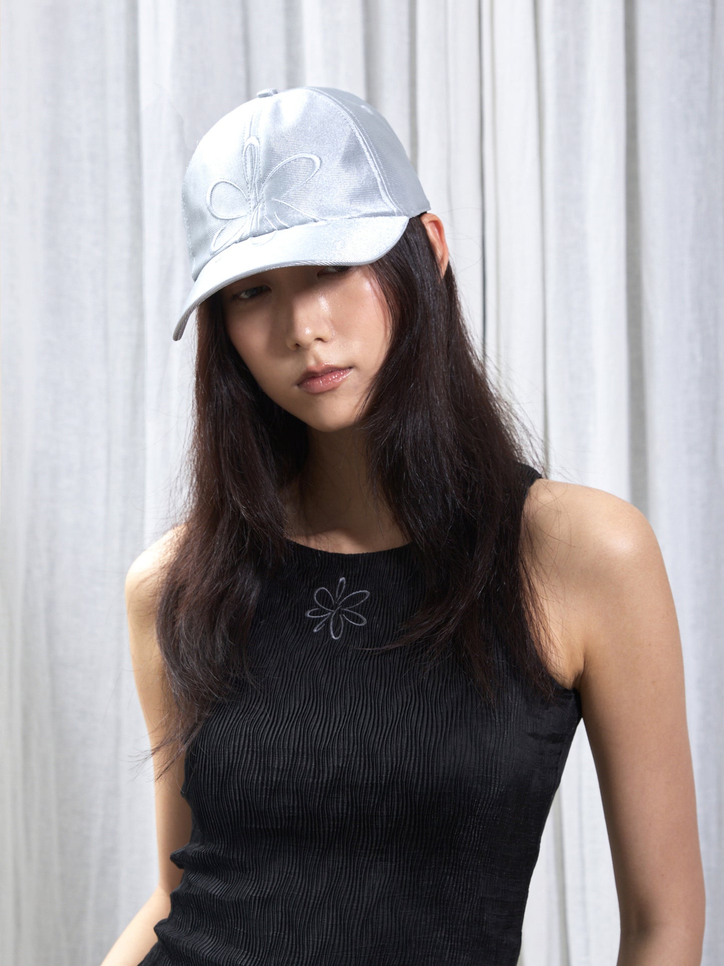 Silver Embroidered Duckbill Cap