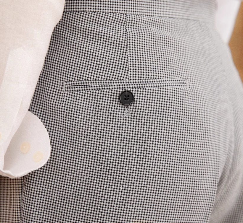 High Waist Houndstooth Straight Pants – Neapolitan Breathable Casual Suit Trousers