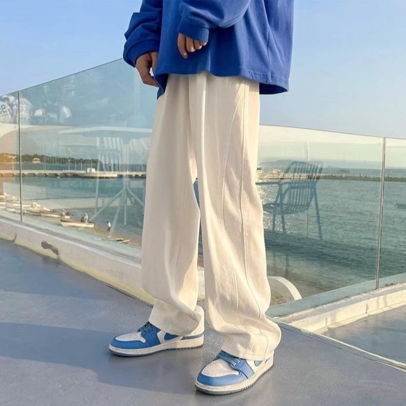 INS Hong Kong Style Loose Straight Mop Wide-Leg Pants