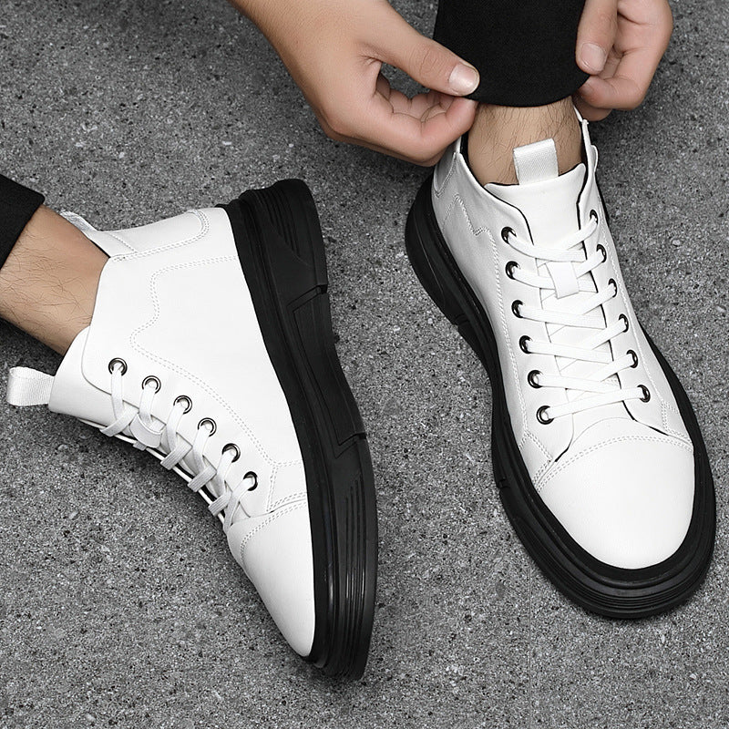 Men’s High-Top Leather Casual Shoes – Winter Collection
